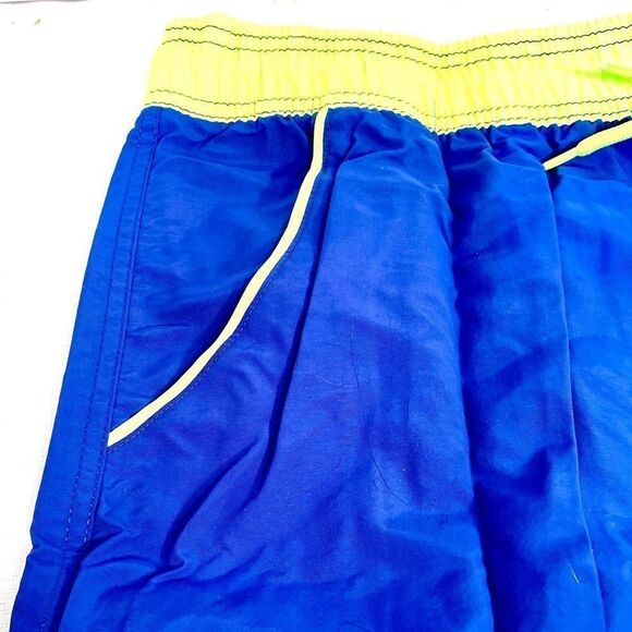BLUE WITH LIME GREEN MENS BATHING TRUNKS LINED WITH POCKETS SIXE 2XL - Picture 2 of 4